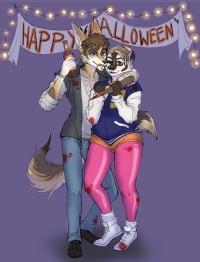 MacCready and Briar at Hancock's Halloween party